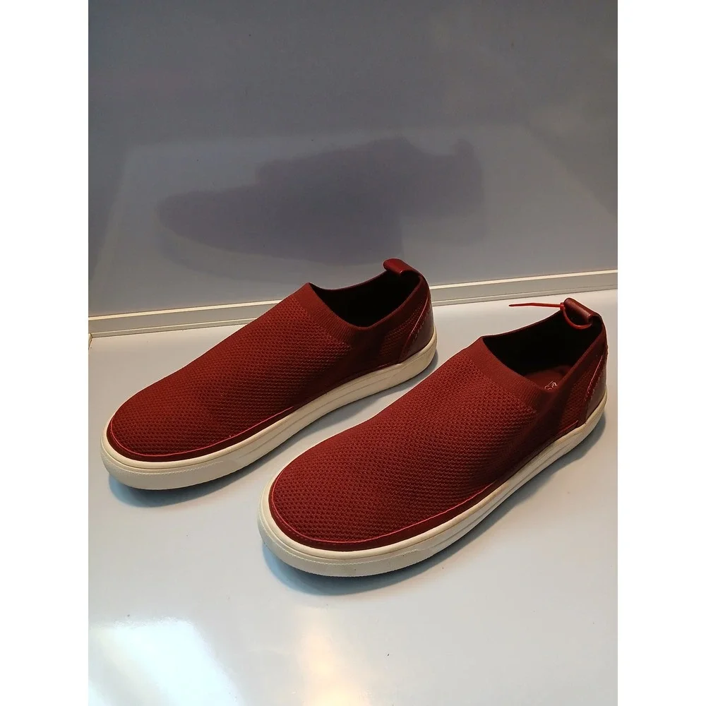 Market & Spruce Womens Knit Slip‎ On Sneakers Burgundy Round Toe Low Top Shoes 9